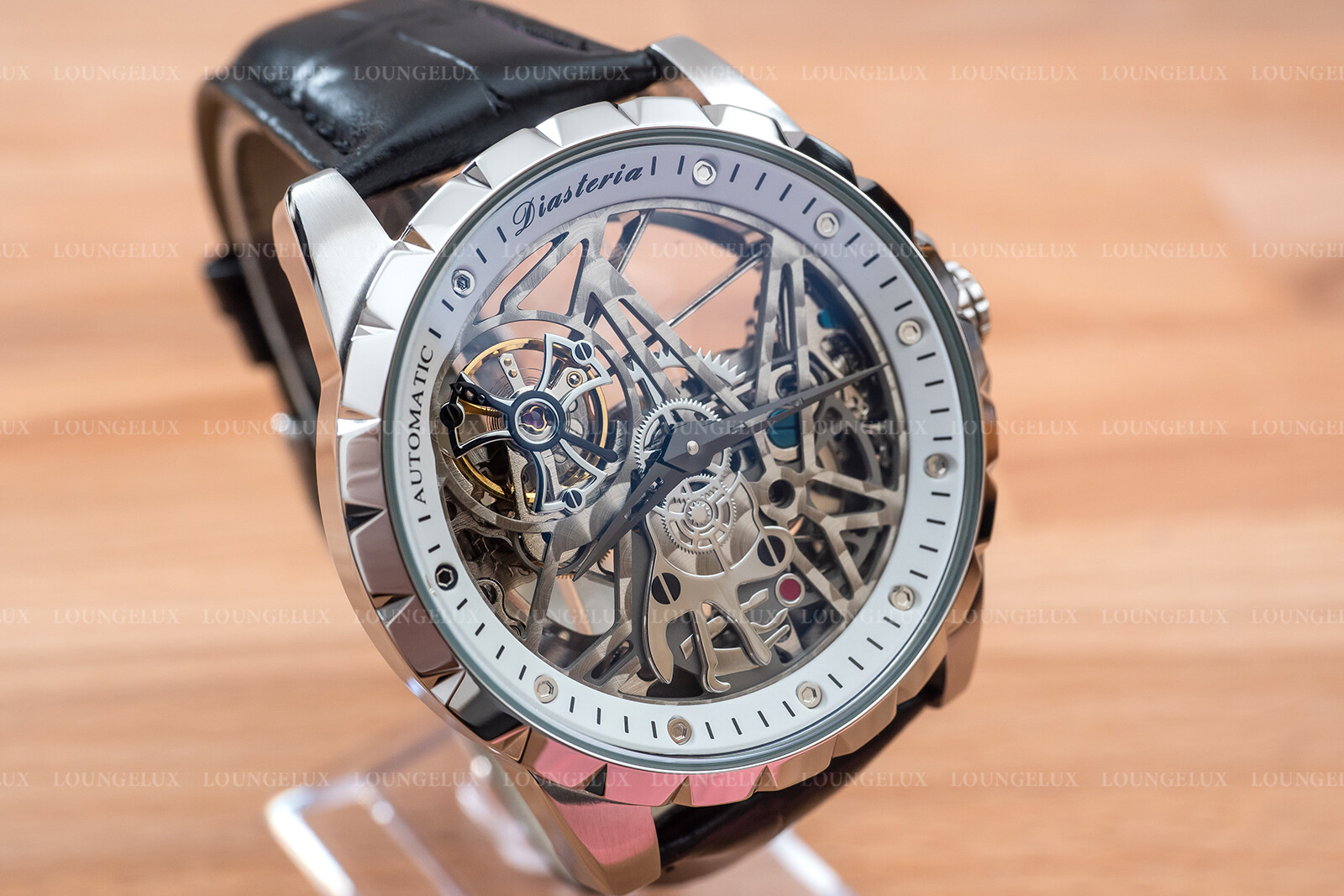 Mens Automatic Mechanical Watch – Silver White Dial Leather DIASTERIA 13868