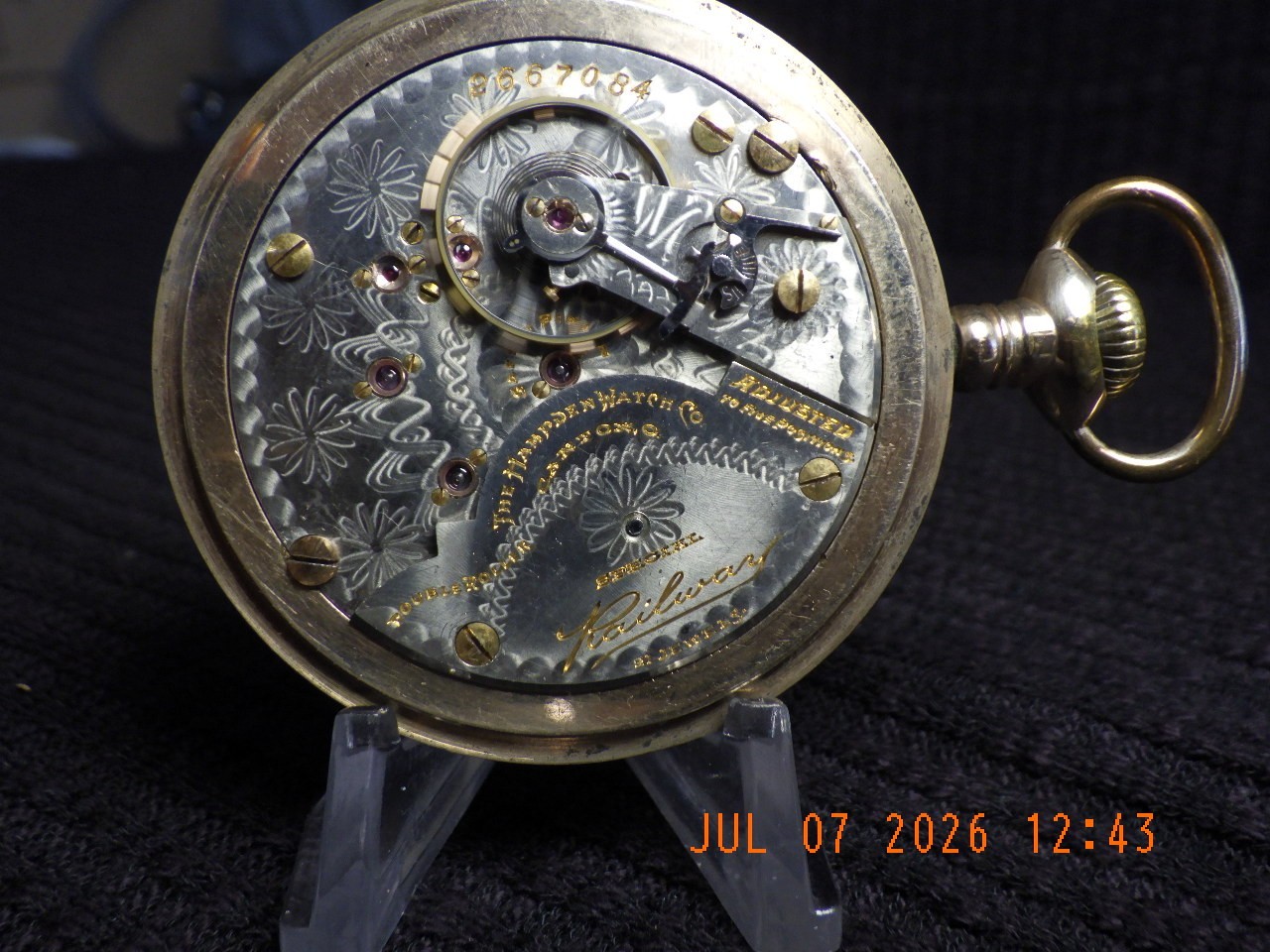 Hampden “Railway” special, size 18s, pocket watch, 21 jewel