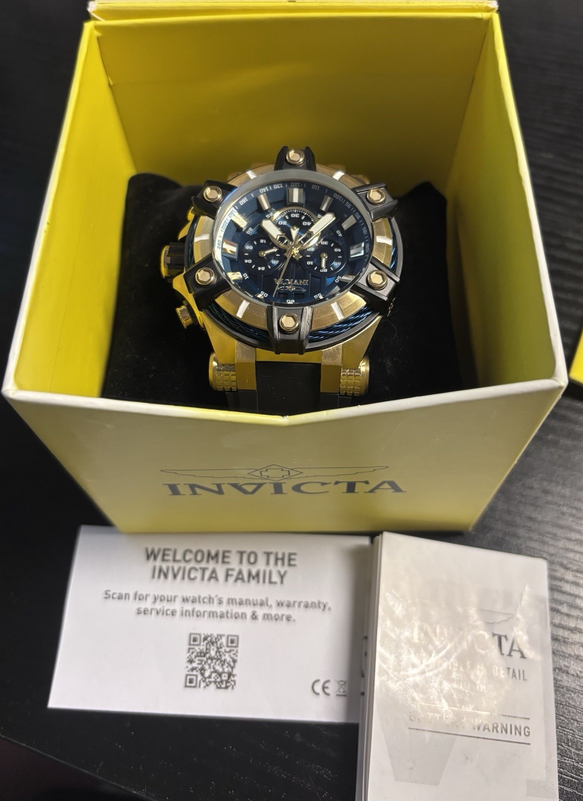 Invicta Men’s Bolt Quartz 52mm Gold Tone Stainless Steel, Blue Dial, 39187