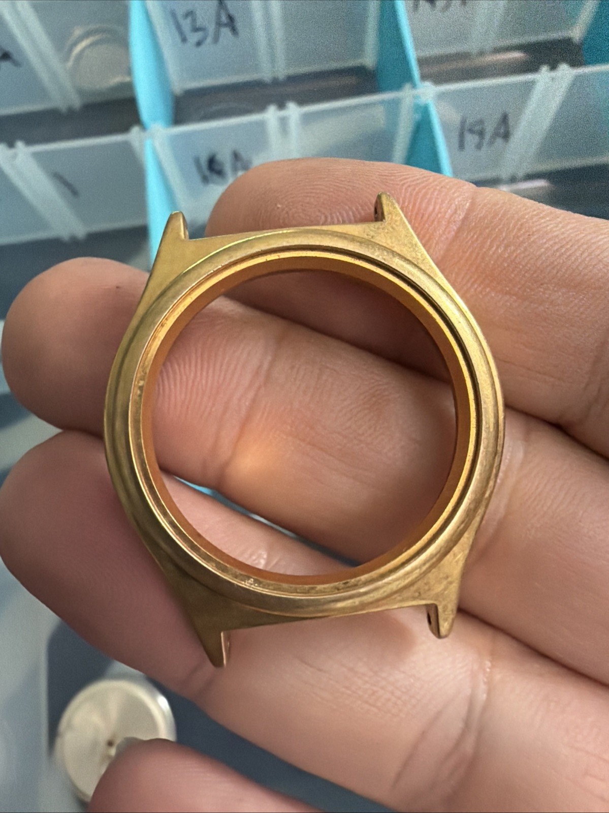 Vintage Round Heavy Watch Case 35mm Gold Toned 8A