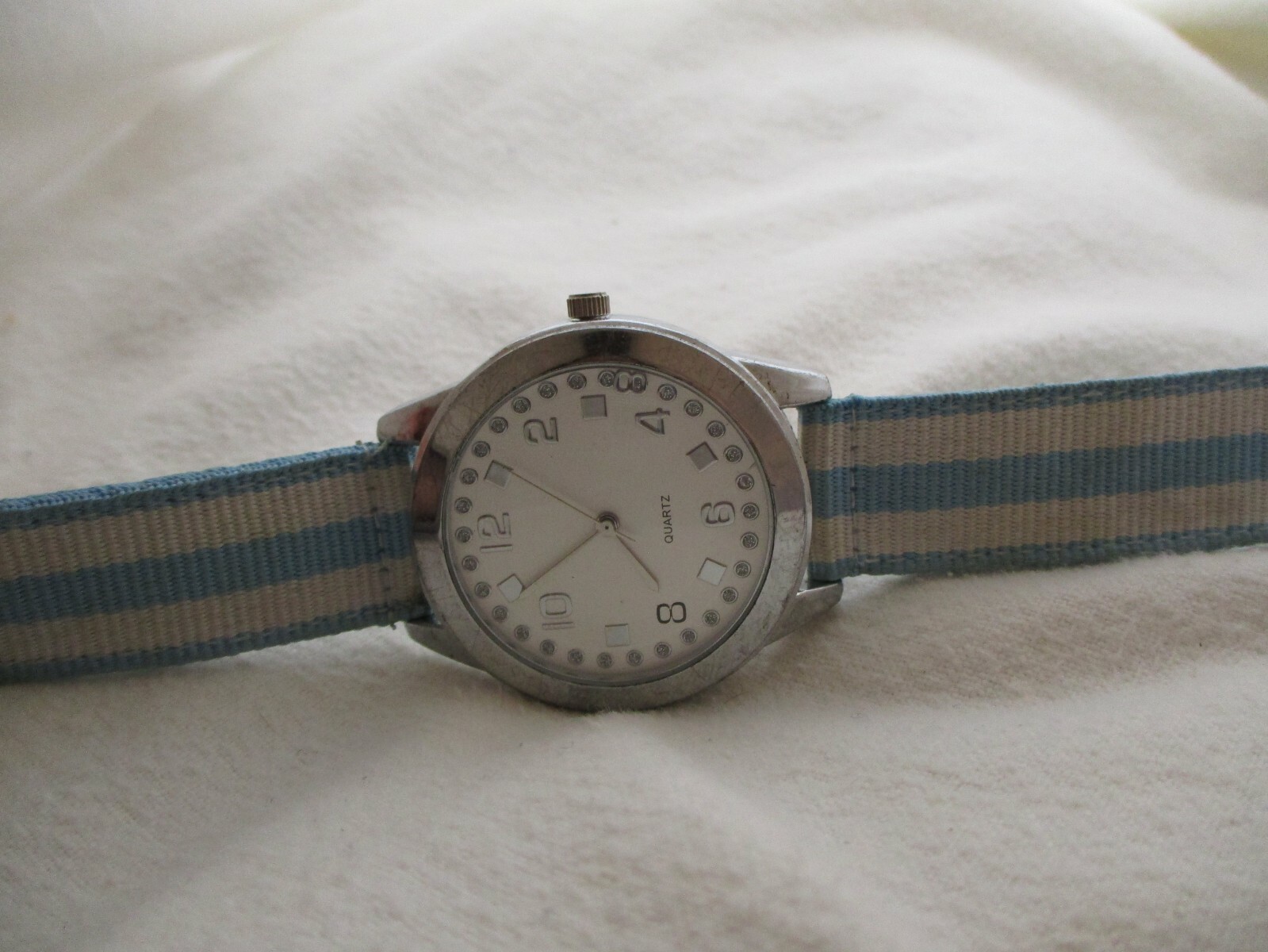 Watch Blue/White Striped Buckle Band Women’s Wristwatch