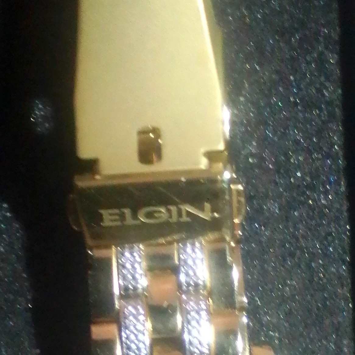 Elgin Women’s Analog Wristwatch Skeleton Dial Two-Tone Bracelet Gem-Set Bezel
