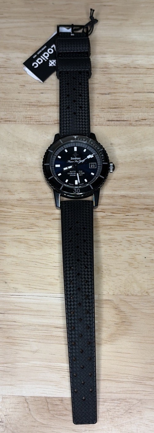 Zodiac Super Sea Wolf Black Ceramic Diver Automatic Blue Dial ZO9595