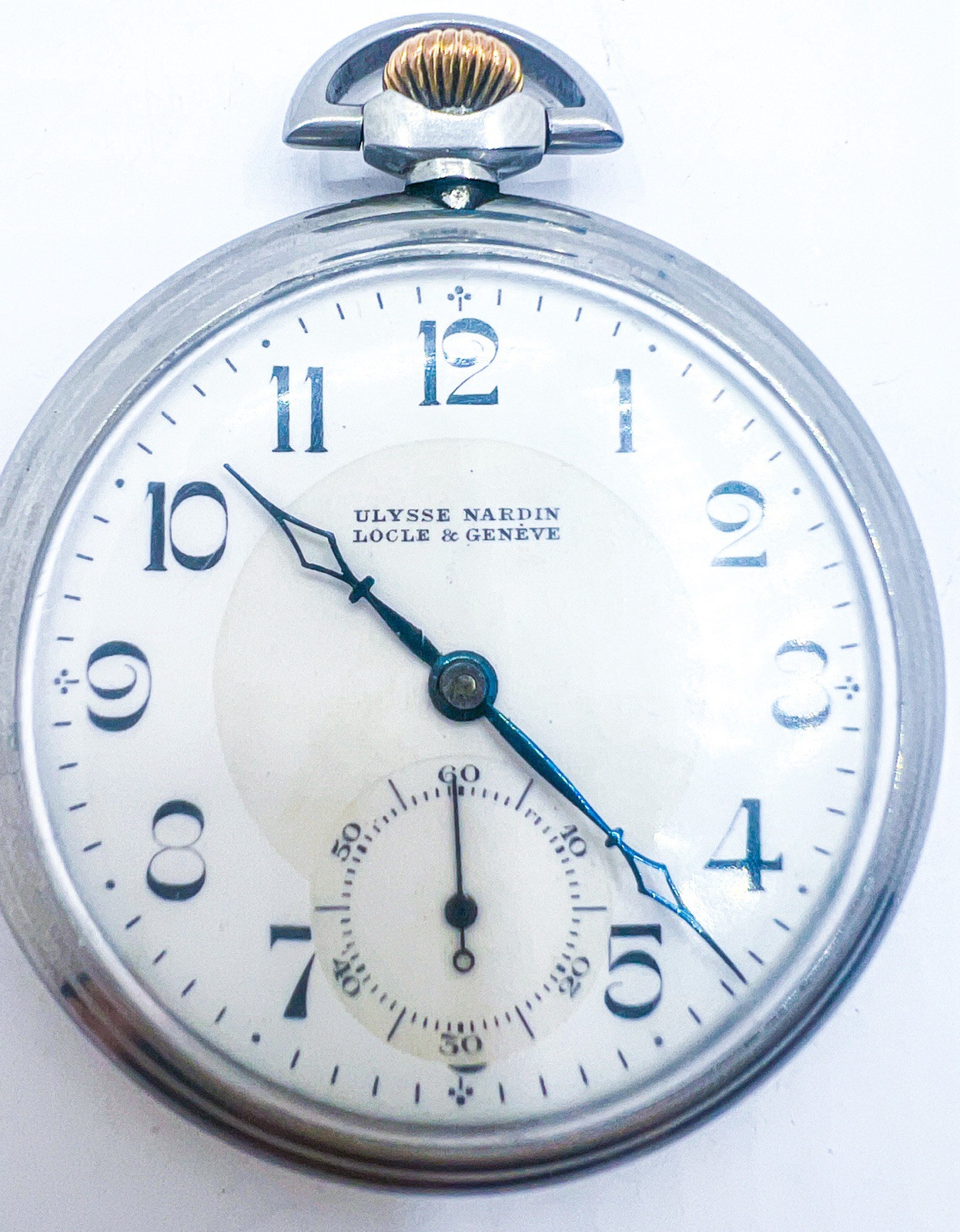 Ulysse Nardin 46.5mm Pocket Watch Vintage Open Face Hand wind Working