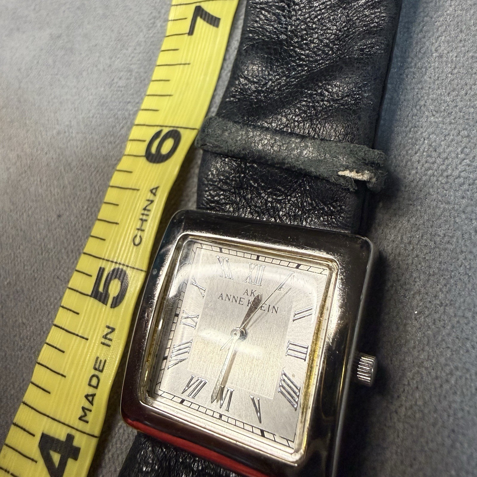 Anne Klein Watch Flexible Leather Black Band Silver Case 10/6607 Y121E Easy Read
