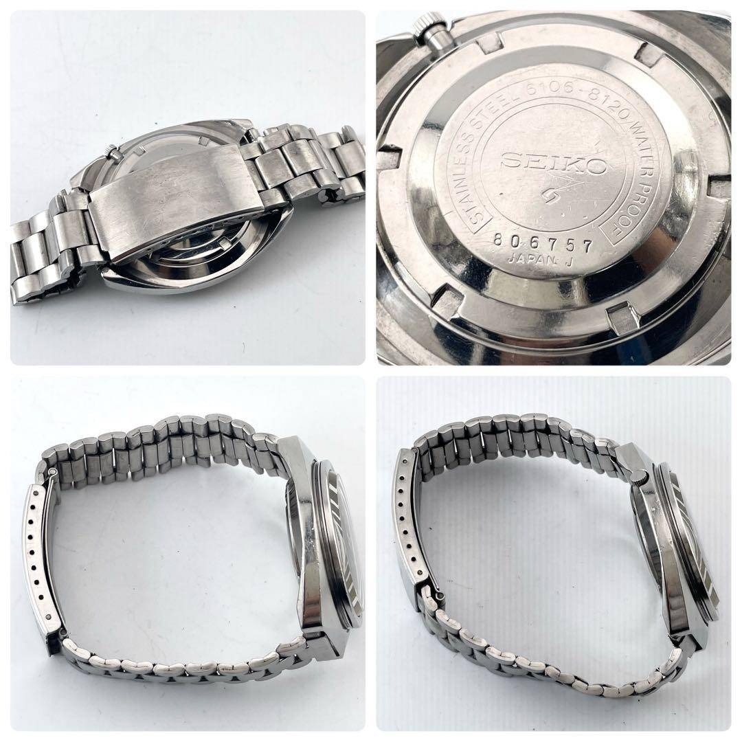 Seiko 5 Sports 6106-8120 Automatic Vintage Mens Watch Silver Day-Date 39mm Japan