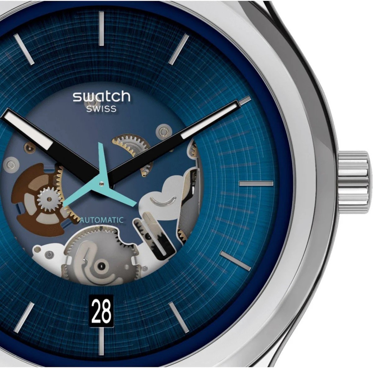 Swatch Irony Blurang Automatic Skeleton Quartz Watch Sistem51 Model YIS430 New