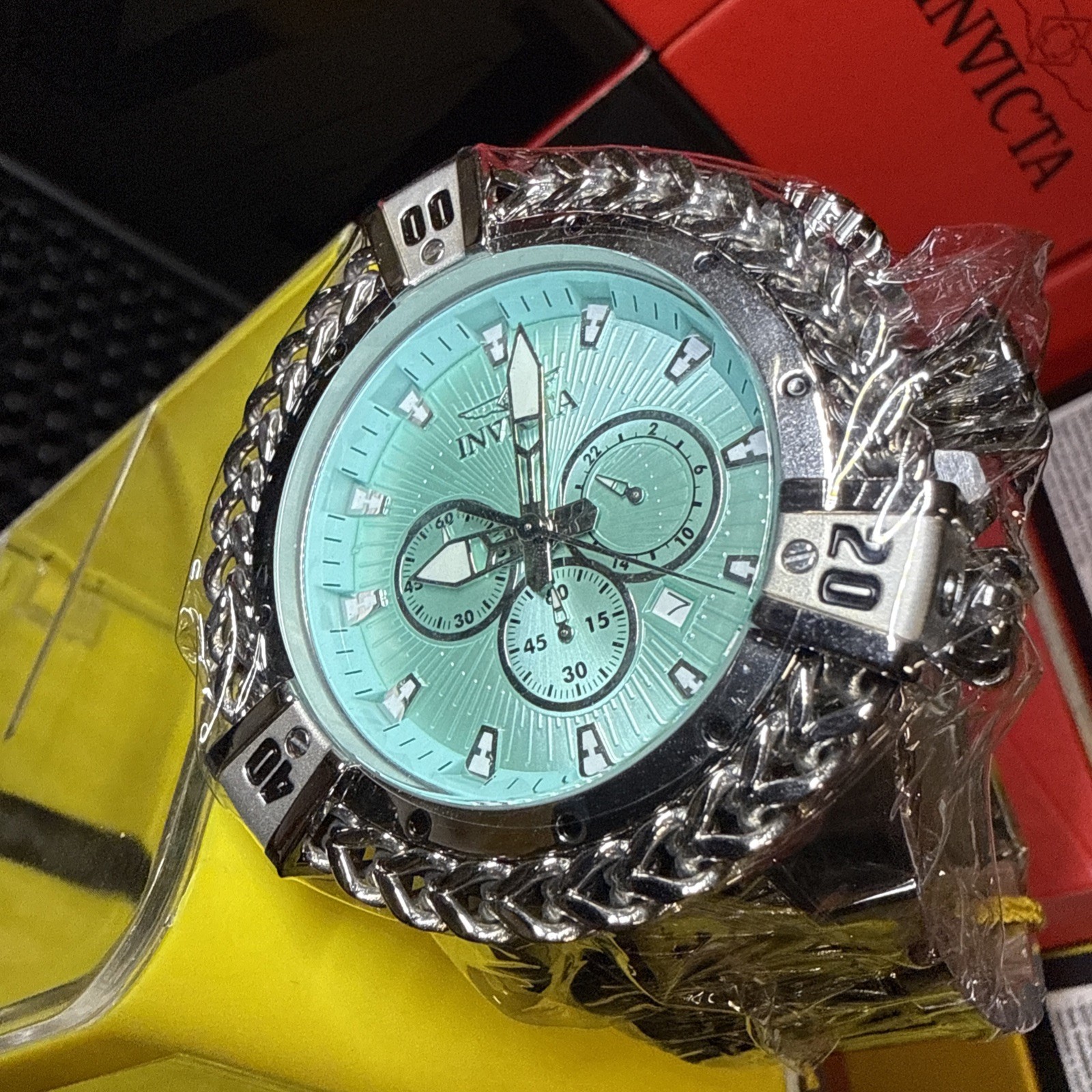 Invicta Bolt Hercules Mens 54mm Silver Tone Bracelet Chrono Watch 48154