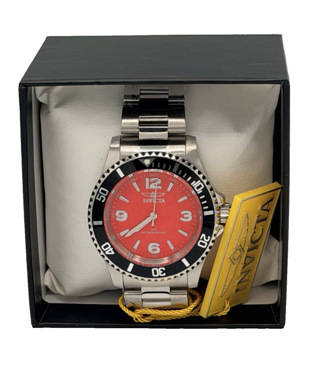Invicta Specialty Rowan Men’s 40mm Watch Silver Red Black Stainless Steel 49350