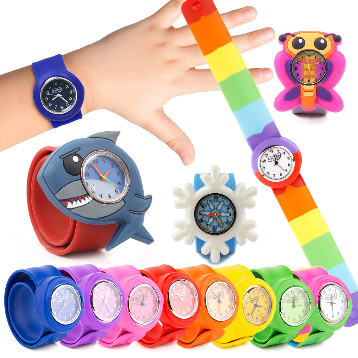 Wacky Watches Snap On Slap Band For Kids Boys Girls Silicone Accessories Animal
