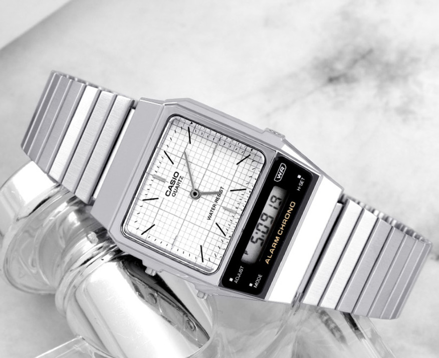 Casio AQ-800E-7A Men’s Vintage Ana-Digi Dual Time Watch Stainless New