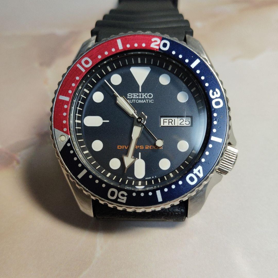 Seiko Diver 7S26-0020 Automatic Watch Vintage 42mm Black Dial Pepsi Bezel