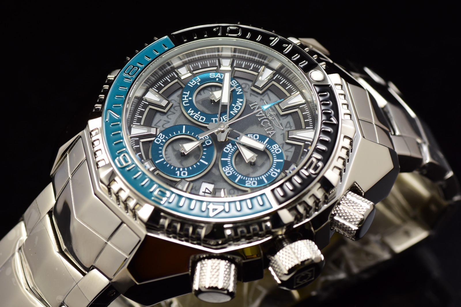 Invicta Akula Tellurion Swiss Ronda High Polish Men’s Turquoise Steel Watch 55mm