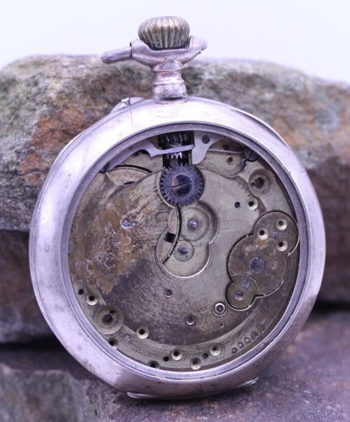 800 SILVER SWISS UPPER QUALITY CYLINDER WINDING 10j POCKET WATCH 47mm (A24)