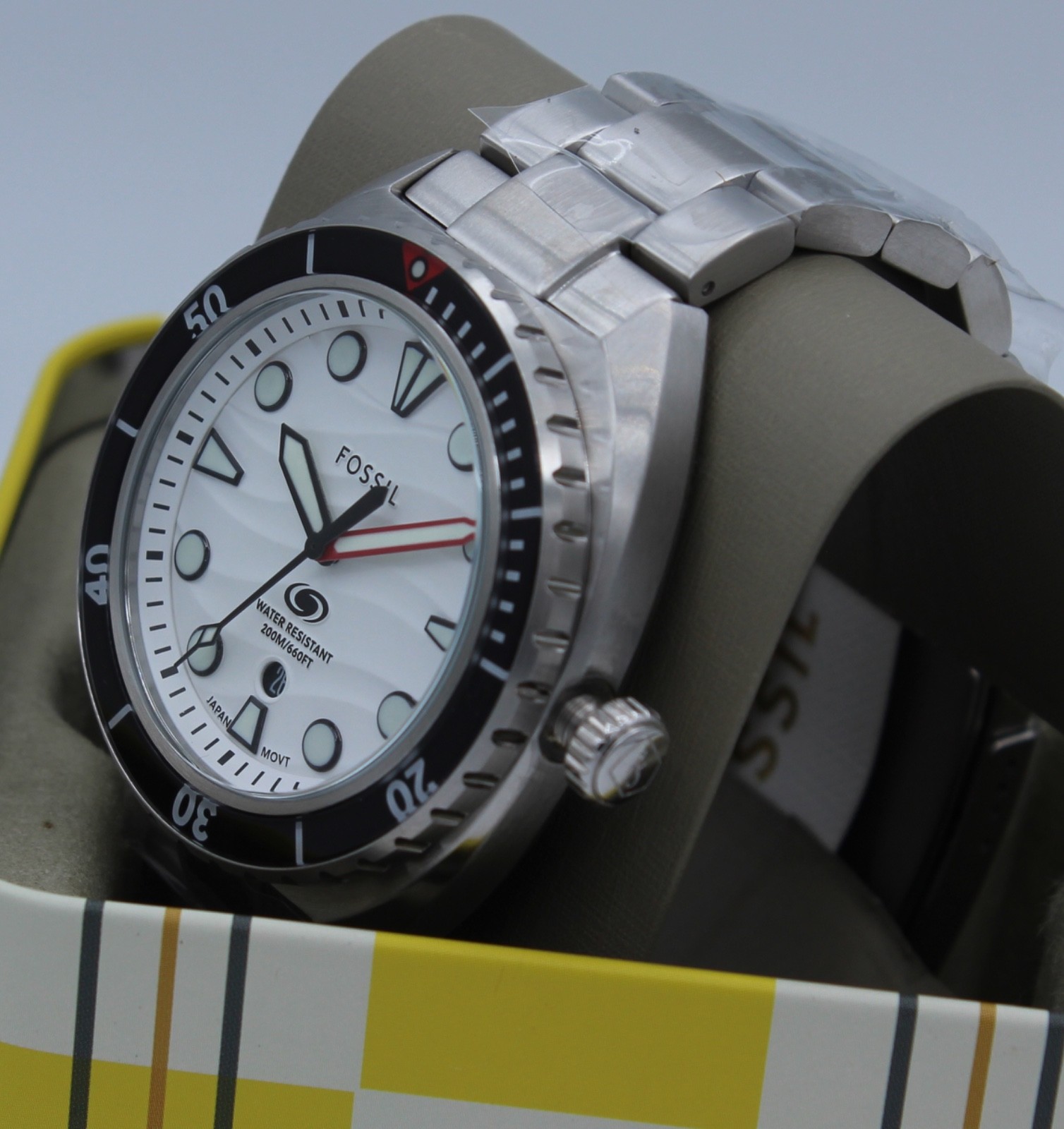 NEW AUTHENTIC FOSSIL BREAKER SILVER WHITE BLACK MEN’S FS6063 WATCH