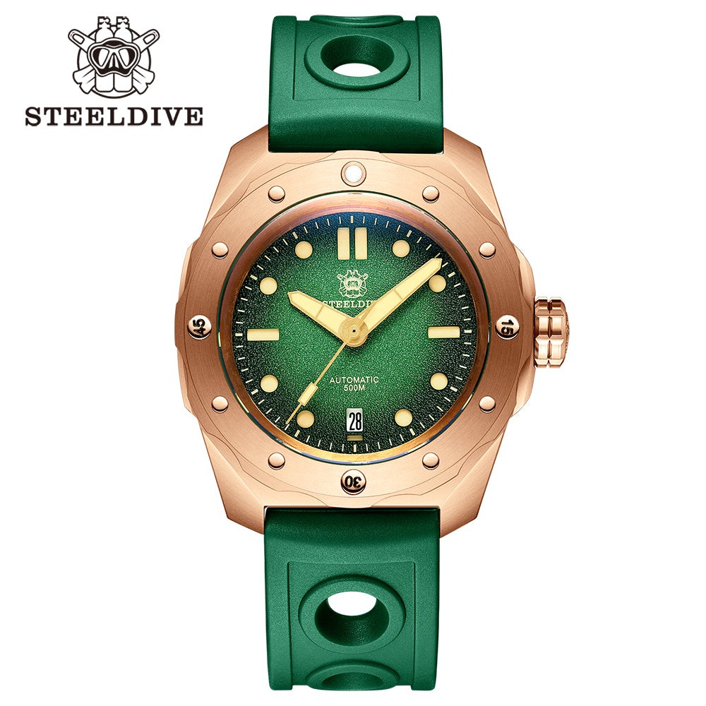 STEELDIVE SD1960S Mens Bronze 46.5mm 500M Automatic Dive Watch NH35 Sapphire