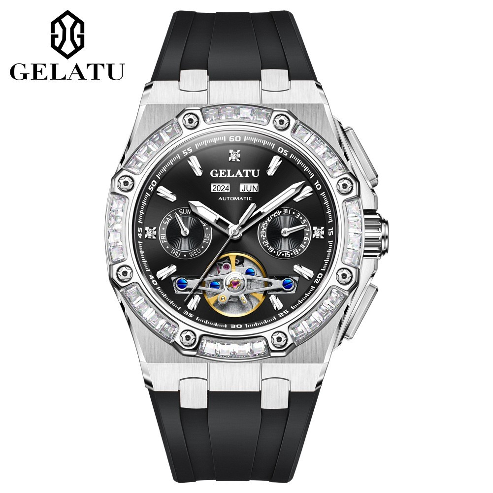 GELATU Automatic Mechanical Men’s Watch, Luminous, Waterproof, Complete Calendar