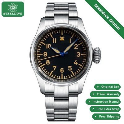 STEELDIVE SD1928A Mens Pilot 39mm 200M Automatic Dive Watch NH35 Sapphire Steel