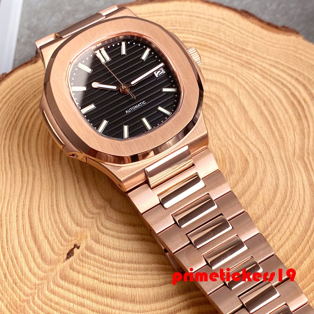 Tandorio Automatic NH35 Sapphire 40mm Rose Gold Square Watch for Men Date Lume
