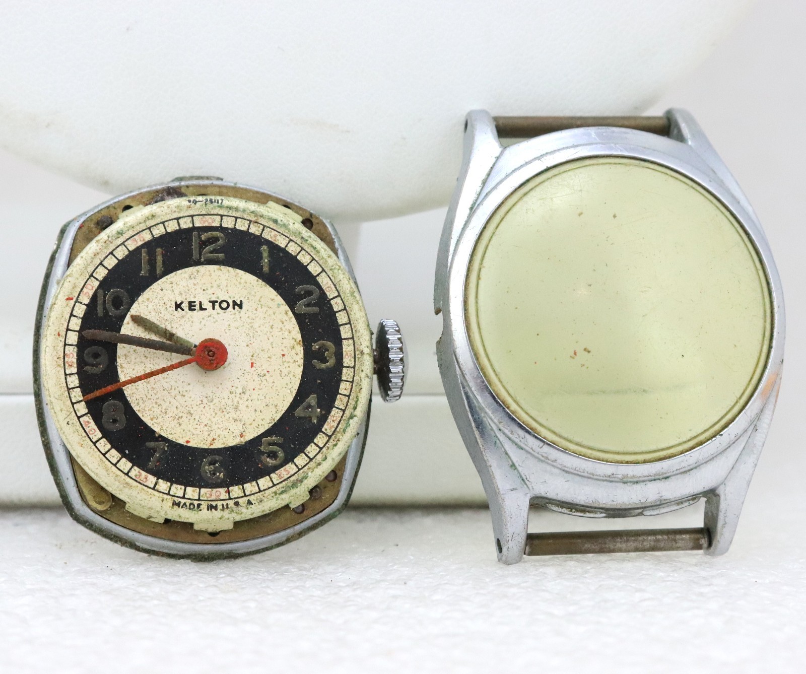 Vintage Kelton Bulls eye Dial Mechanical Watch Men 29mm US TIME Part Repair Fix