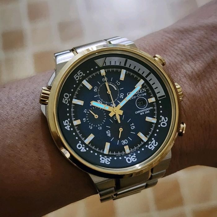 RARE Citizen Eco Drive Endeavor CA0444-50L Chronograph Two Tone Blue Dial