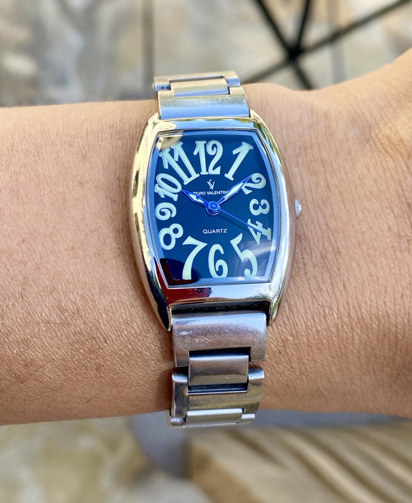 Silvio Valentino Quartz Watch 25mm Tonneau Shaped All Stainless Steel Unisex