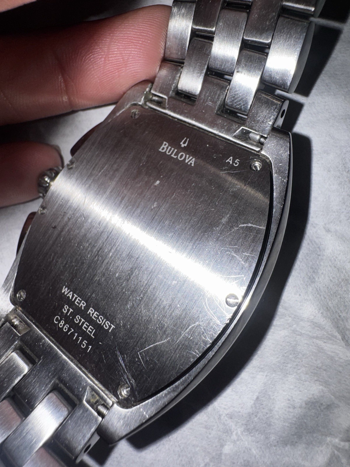 Working Bulova Men’s Chronograph Quartz Black Dial Stainless Steel Tonneau Watch