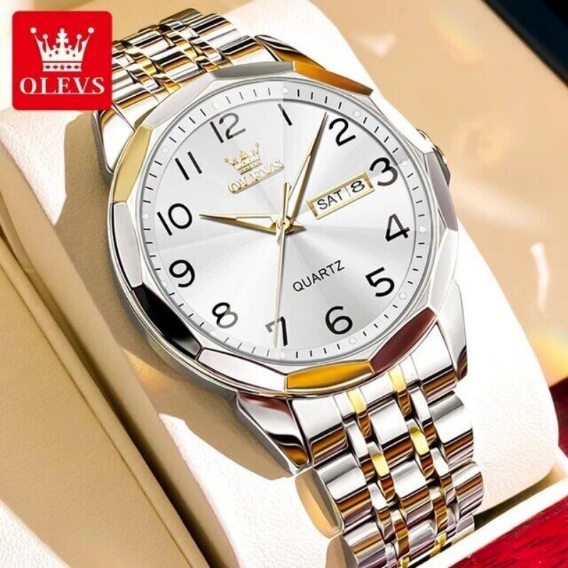 OLEVS Luxury Men’s Quartz Watch Business 3 Bar Luminous Stainless Steel Watch