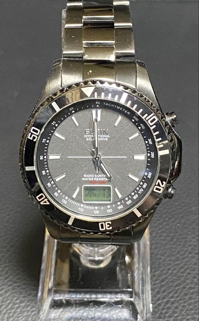 Elgin Solar Radio Wave Watch Waterproof Stainless Steel Band Timepiece