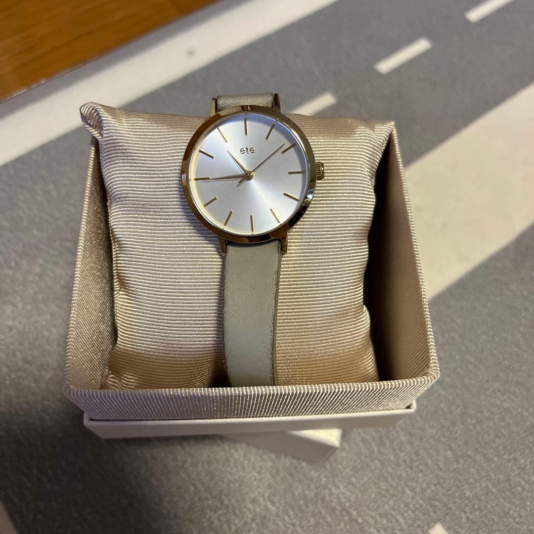 Ete Watch Silver Dial Gray Leather Band Classic Elegant Design with Box