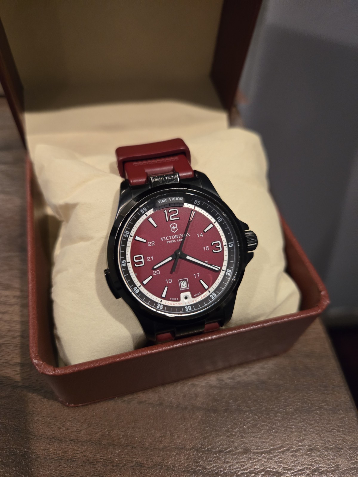 Victorinox Swiss Army Night Vision Quartz 42mm Black/Red Date 50m Watch