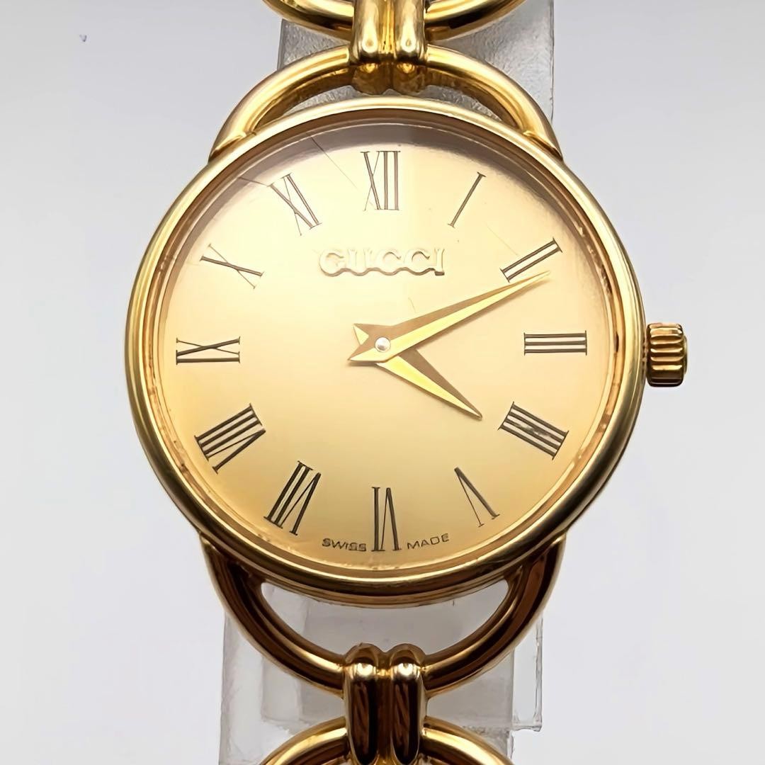 Fudou GUCCI 6000.2.L ladies’ gold dial watch vintage