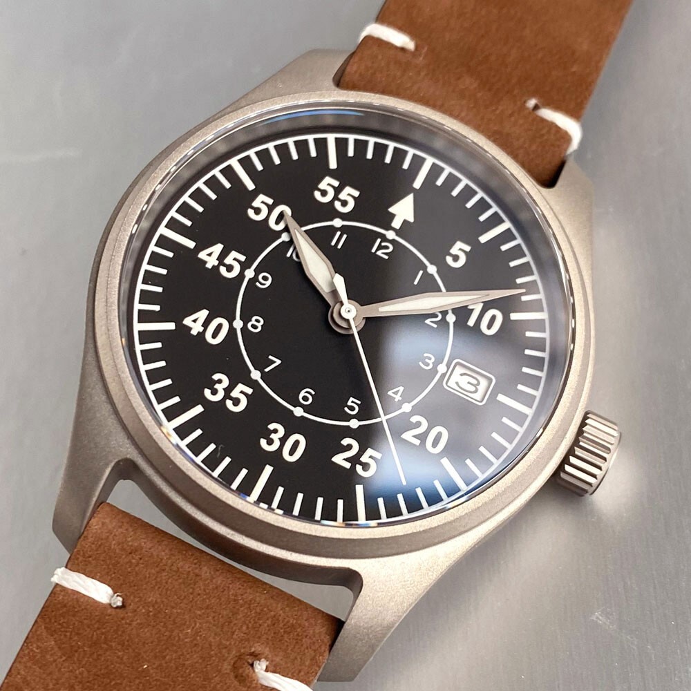 NH35 Titanium 39mm Pilot Sapphire 200M Dive Men Automatic Watch Gray Hand Lume