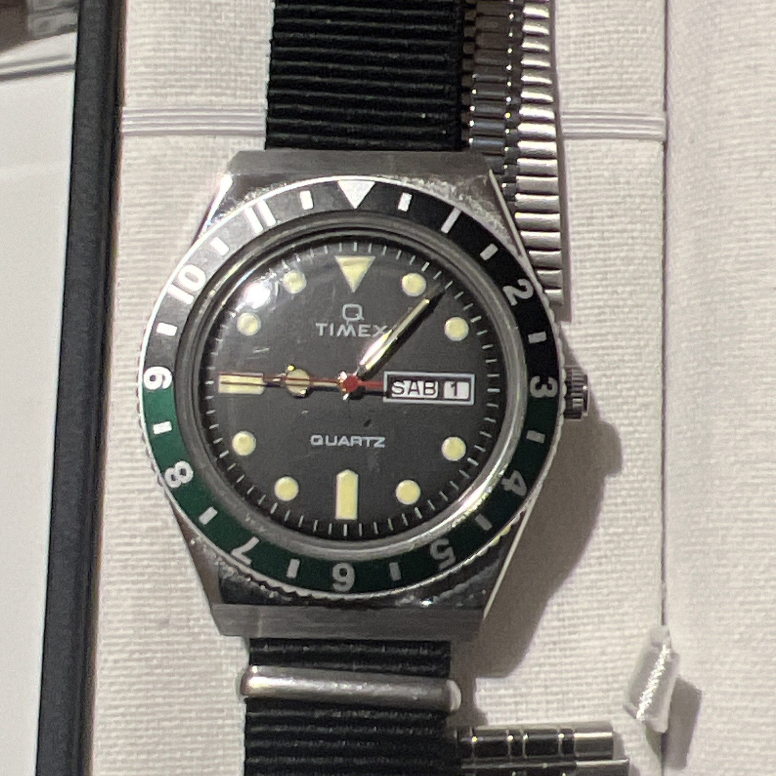 Timex Q Timex Mens Watch Reissue 38mm Stainless Steel Nato Strap TW2U60900 -F430