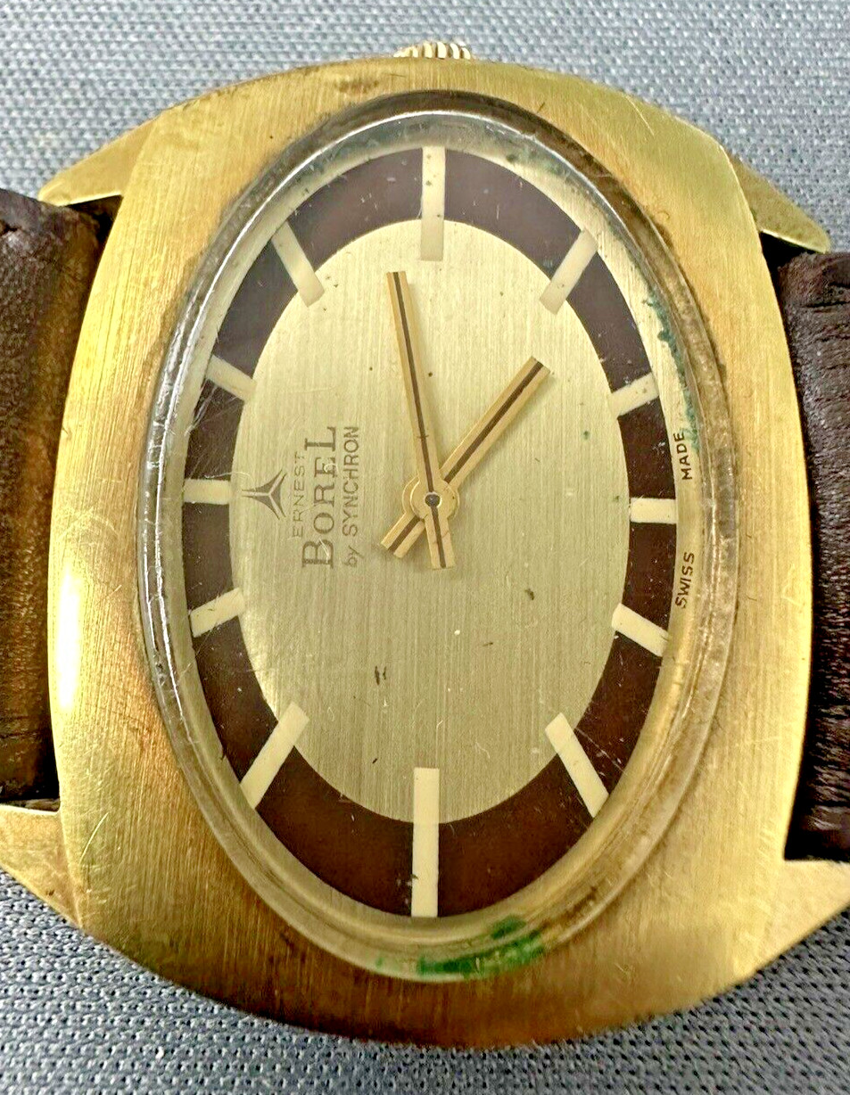 Ernest Borel synchorn Watch oval dial unisex RARE SHAPE!!!! running