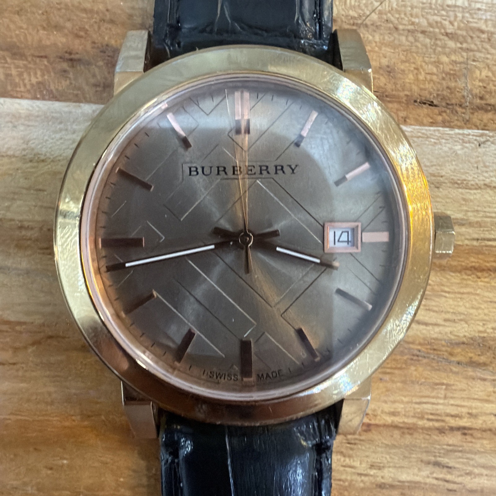 BURBERRY BU9014 CLASSIC 38 MM ROSE‑TONE SWISS WATCH