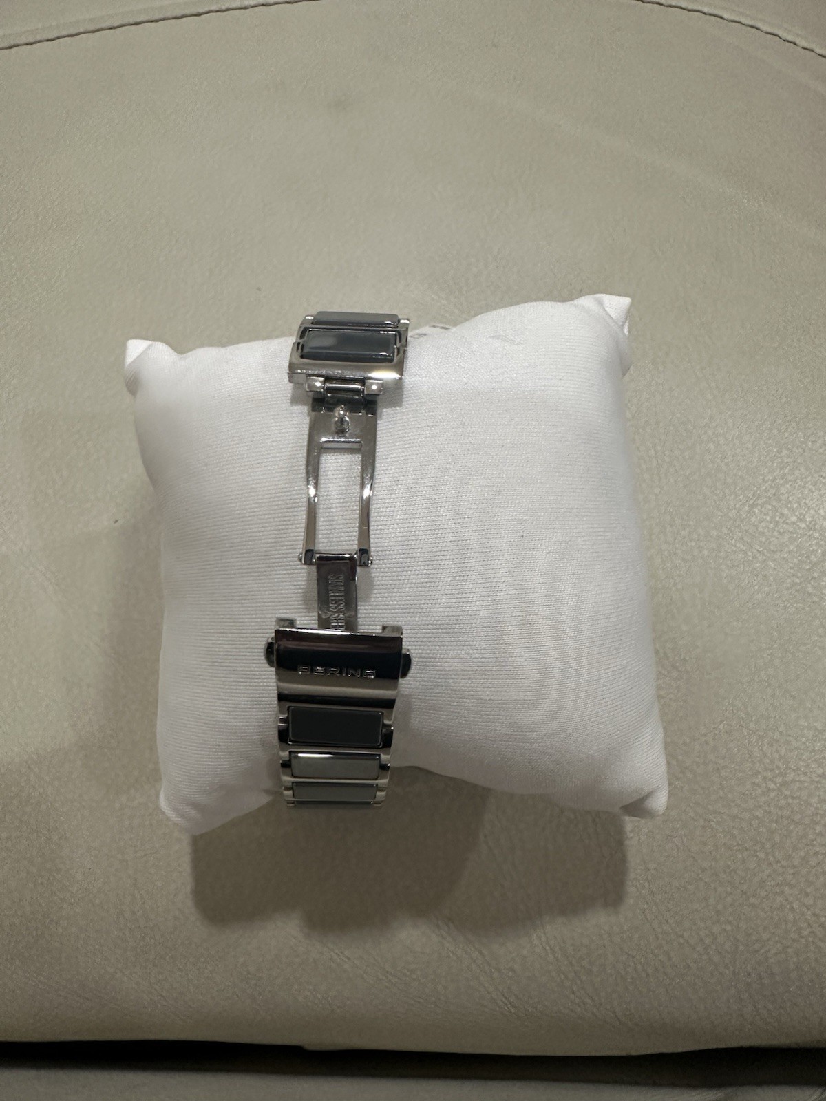 Bering Time Ceramic Silver Steel and Grey Ceramic Links Women’s Watch 11429-789
