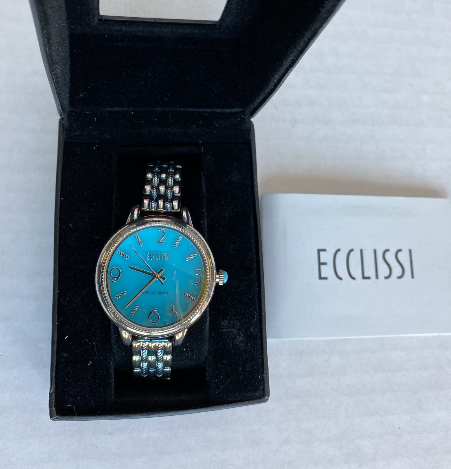 Ecclissi Sterling Silver Wristwatch – 74g – Blue Dial – Model 33820