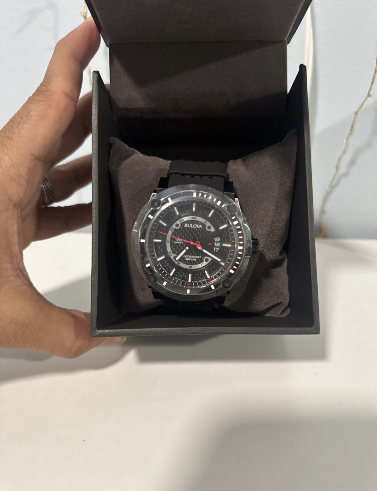Bulova Men’s Precisionist Quartz Watch Black Polyurethane Strap 47 MM 98B417