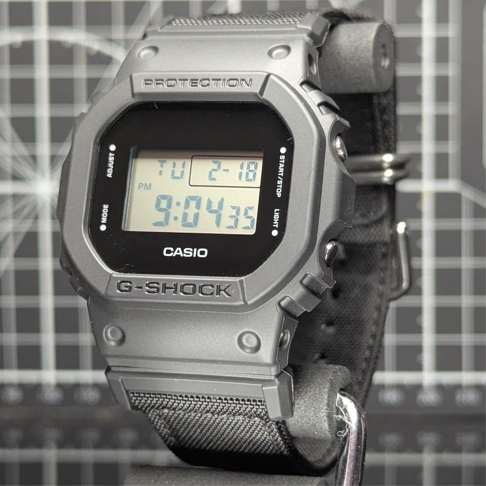 Casio G-Shock UTILITY BLACK DW-5600 BlackOut Cordura Band Square DW-5600BCE-1
