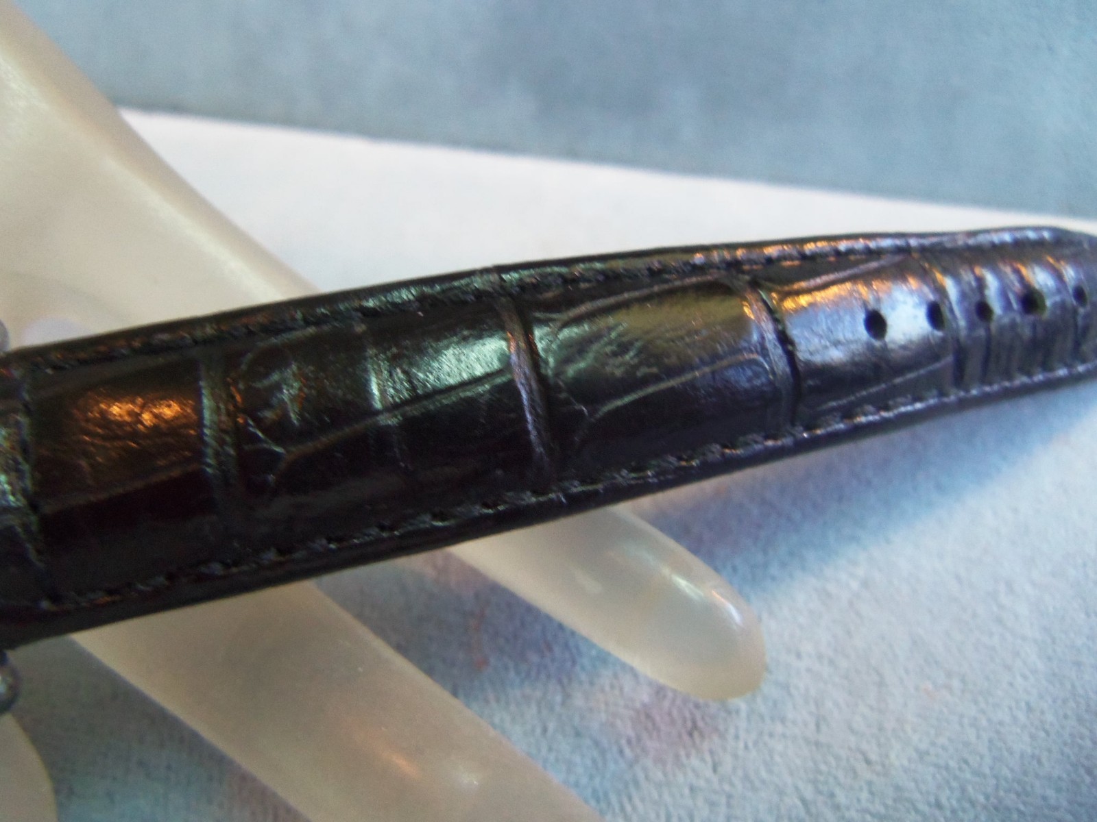 ECCLISSI STERLING SILVER BLACK LEATHER BAND # 22340 NICE new battery
