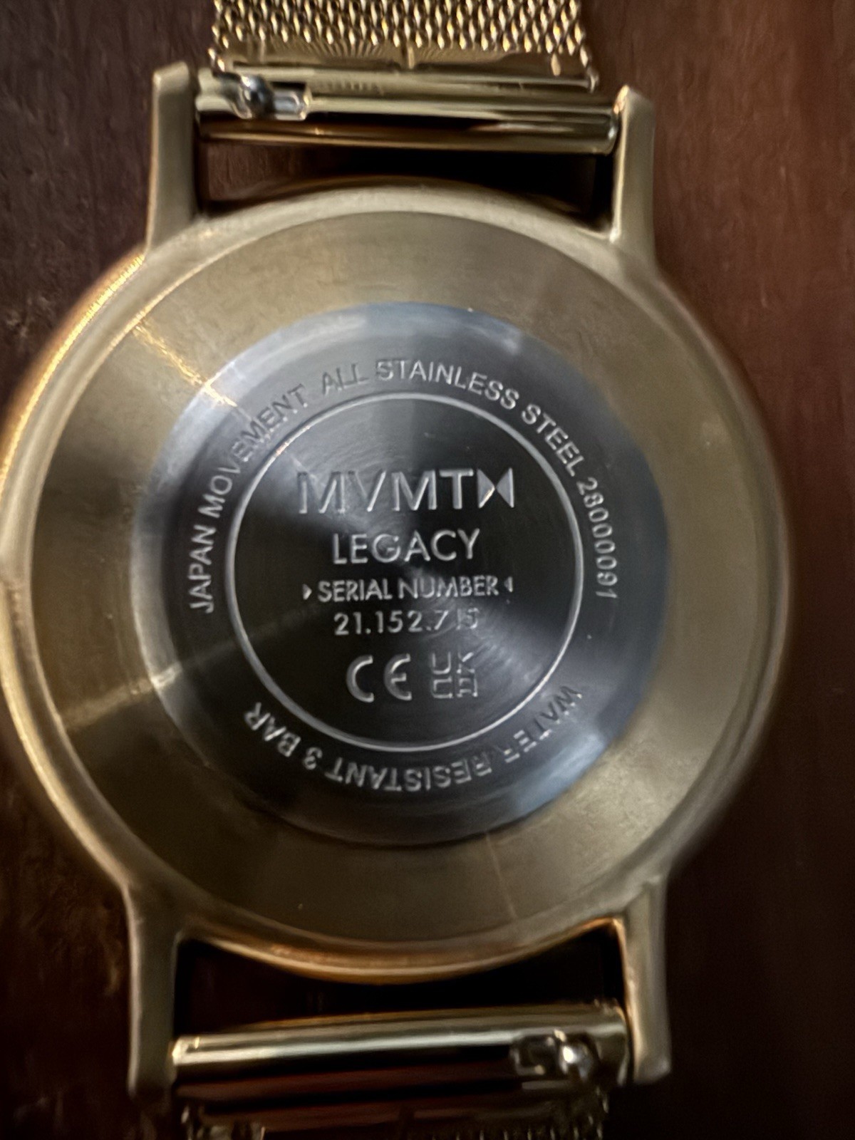 MVMT Legacy Gold Mesh Milanese Band Black Dial Quartz Analog 3 BAR Watch