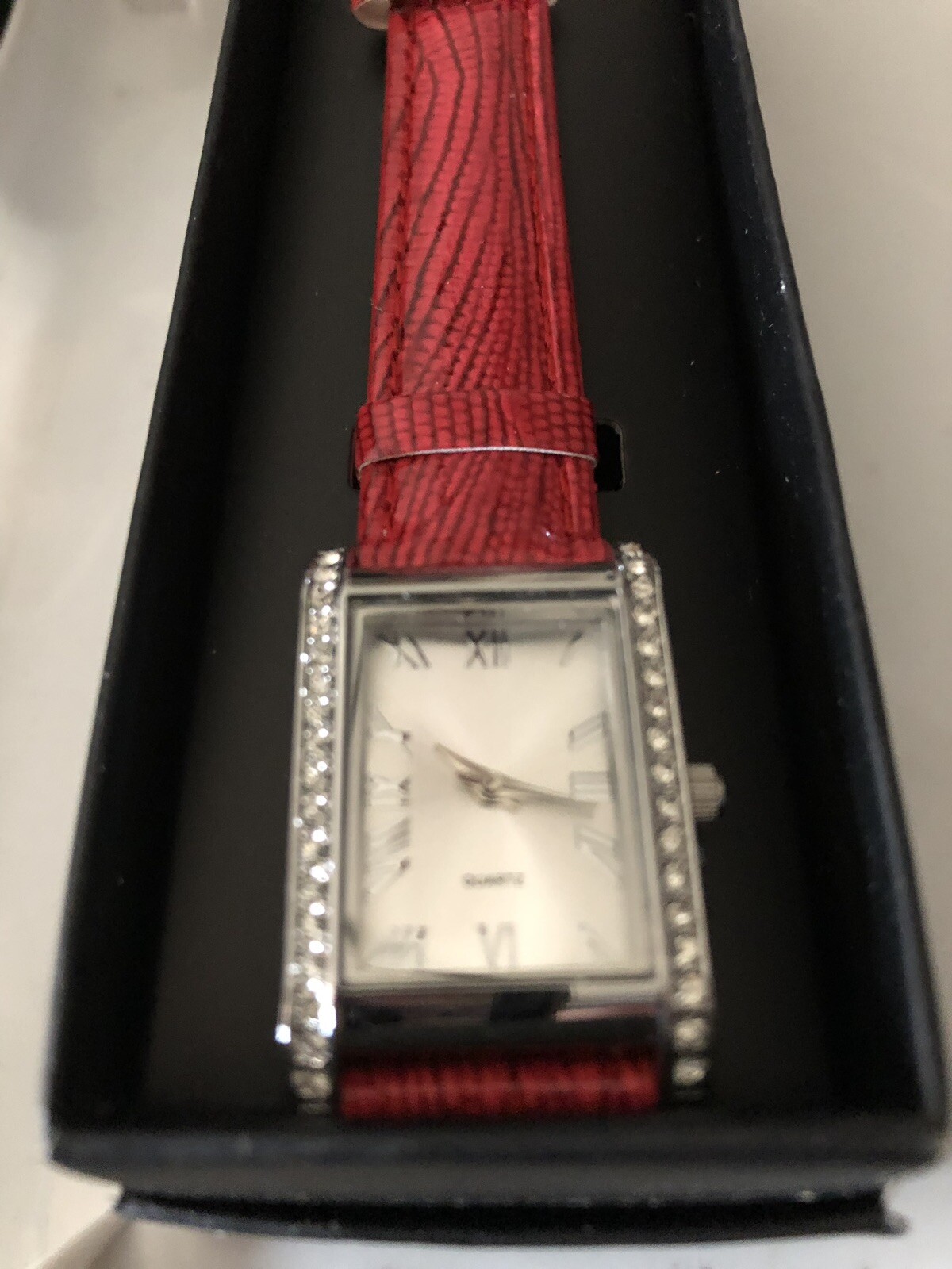 Everyday Watch Red With Clear Stones