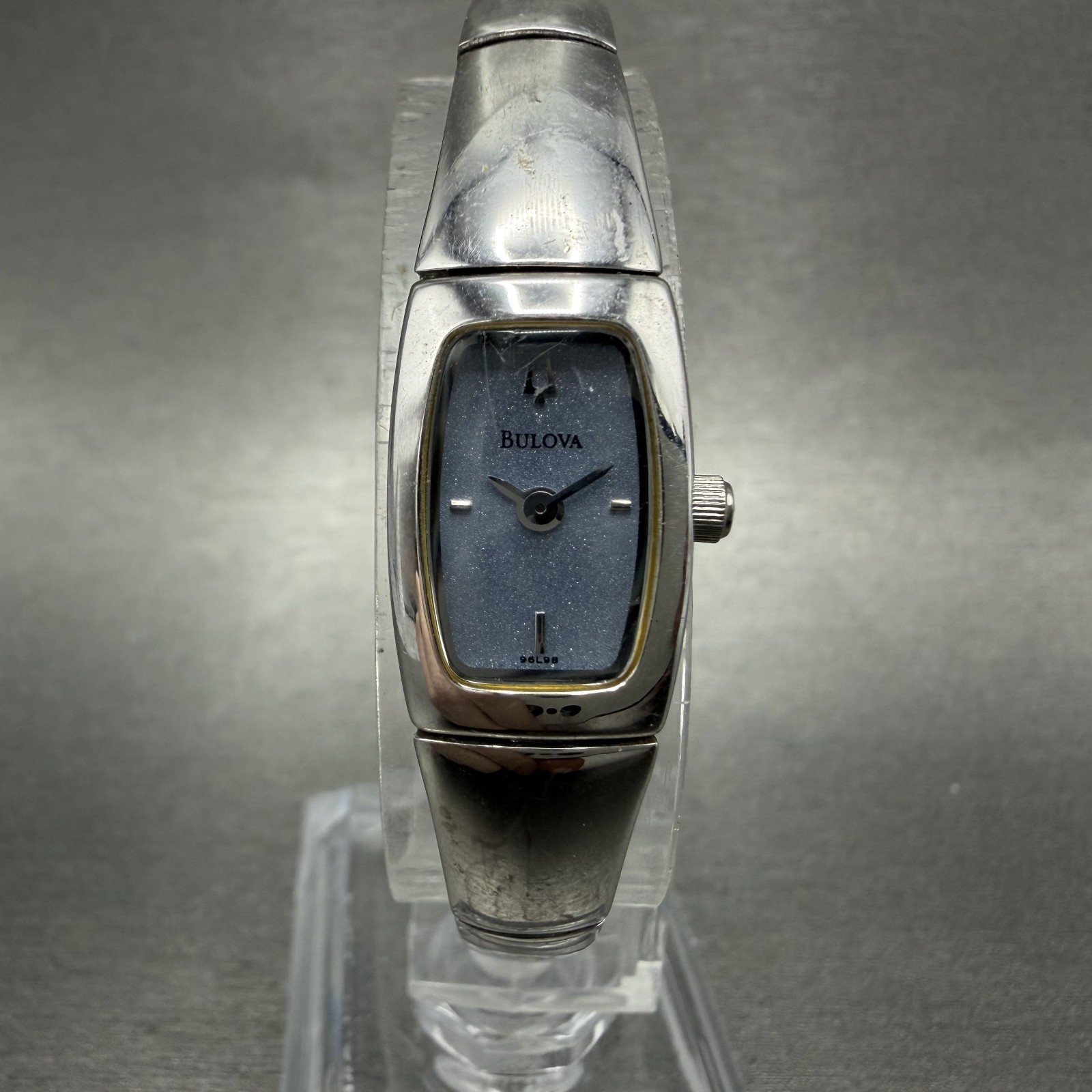 Bulova Tank Watch Women 13mm Blue Dial Silver Tone Rectangle 96L98 New Battery