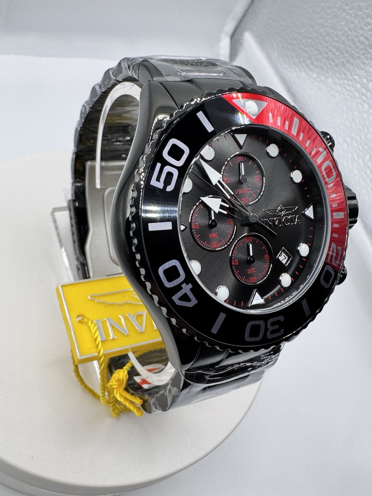 Invicta Grand Diver Men’s Quartz 52mm Chronograph- Black, Red, Grey, 100m WR
