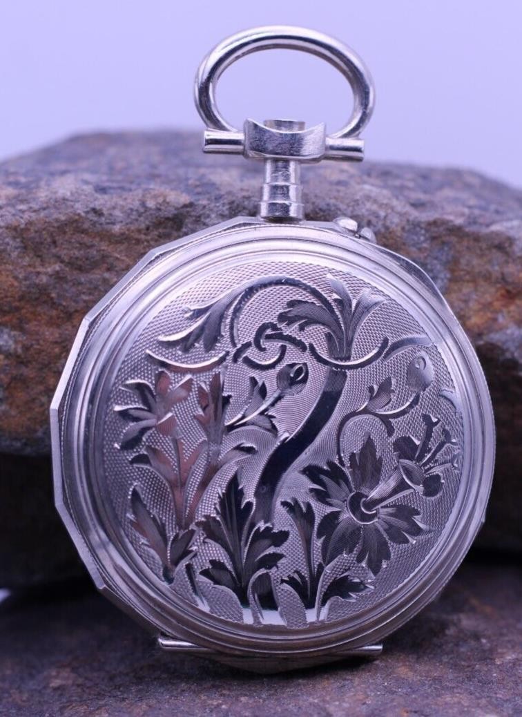 SWISS ARGENTAN WINDING CYLINDER TEN JEWELS POCKET WATCH CASE NOS 47.5mm (DG)