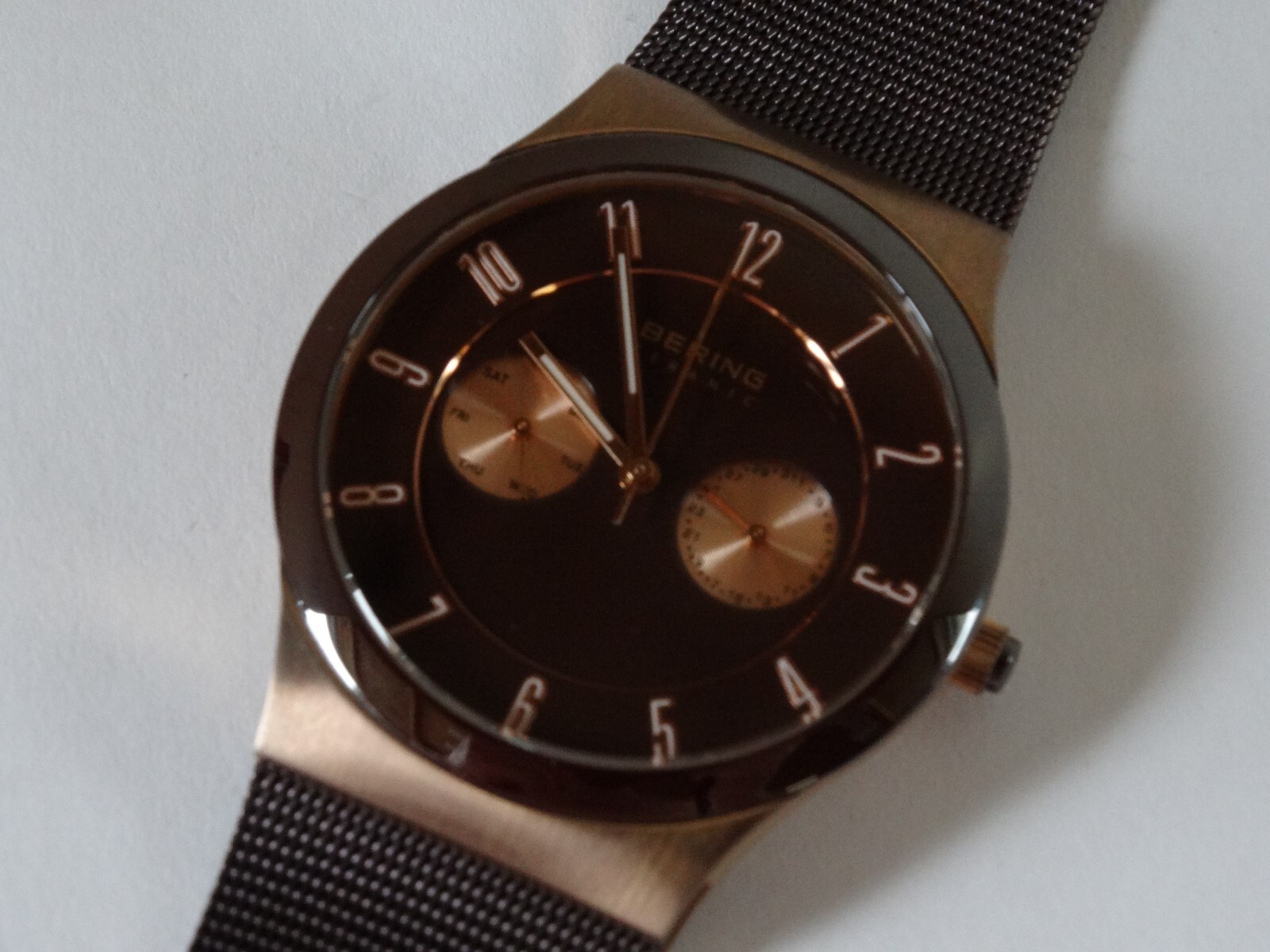 Bering Watch 32139-265 Ceramic Rose Gold Dial Stainless Steel Mesh Band