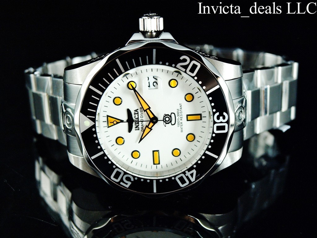 Invicta Men’s 47mm GRAND DIVER AUTOMATIC NH35A FULL LUME Dial Silver Tone Watch