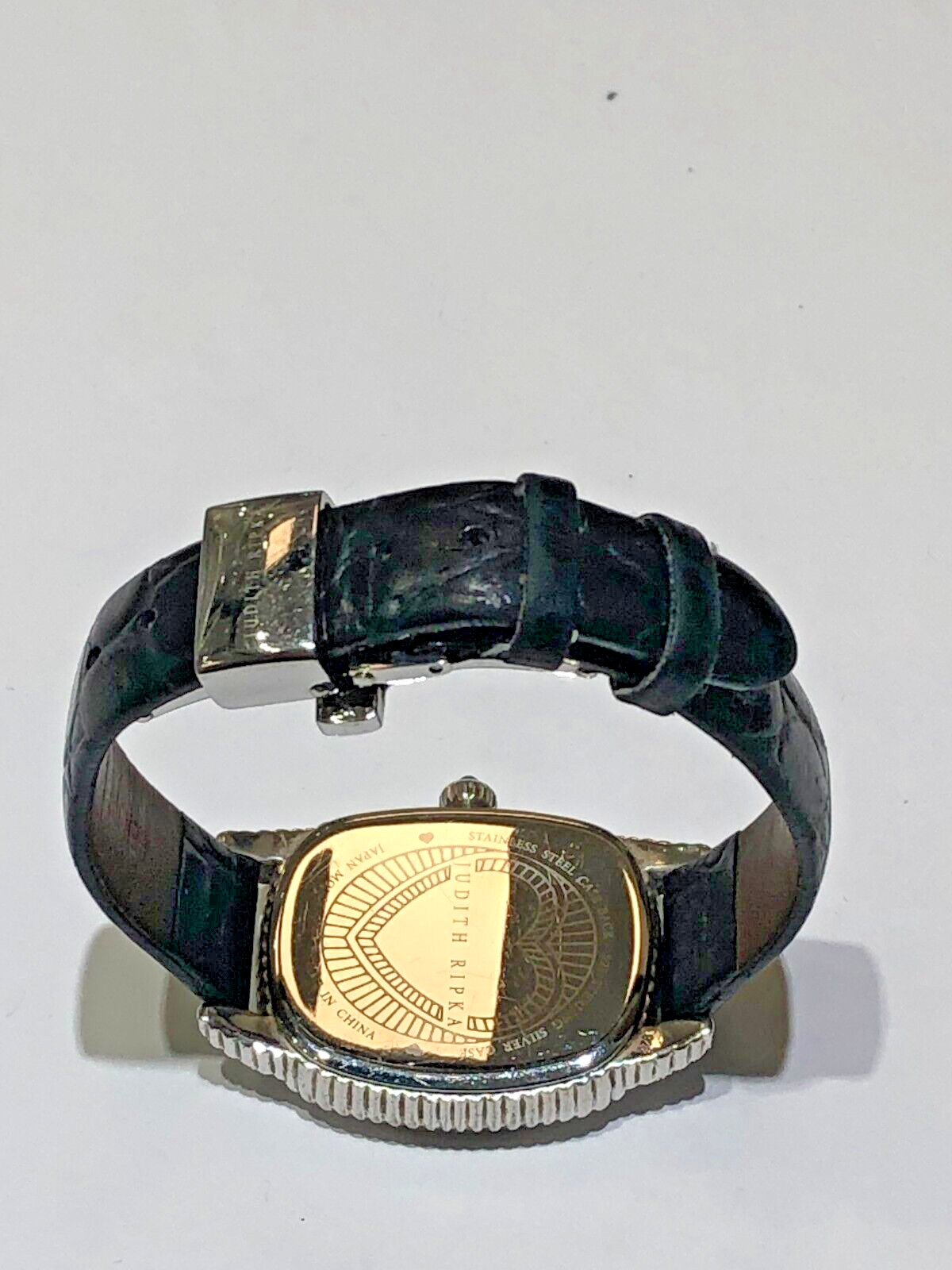 Judith Ripka Sterling MOP Hearts Dial Watch w/ Leather Band Deployment Clasp