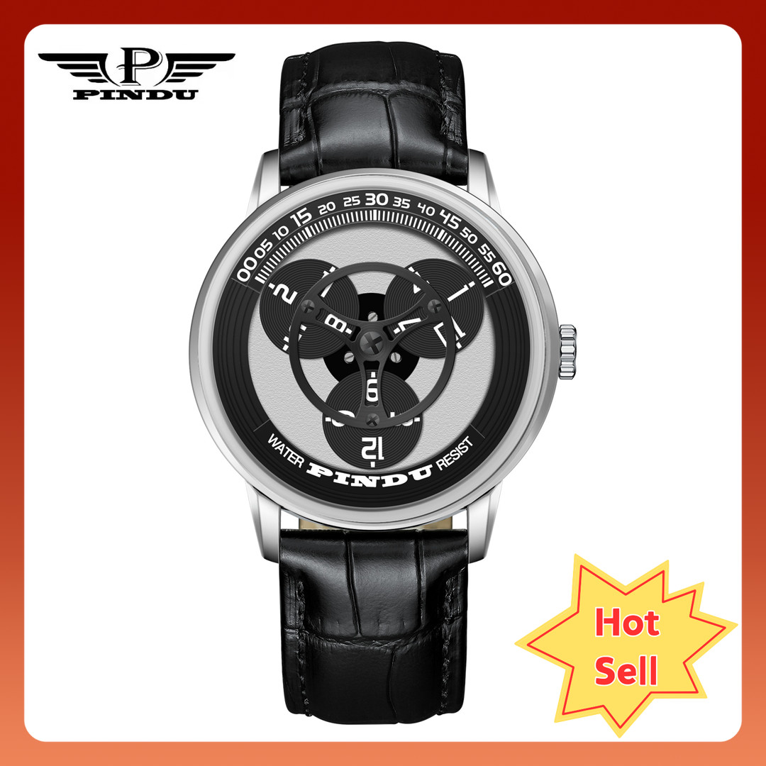 PINDU Men’s waterproof Mechanical Watch 42mm Steel Luminous pointer dial Pressie